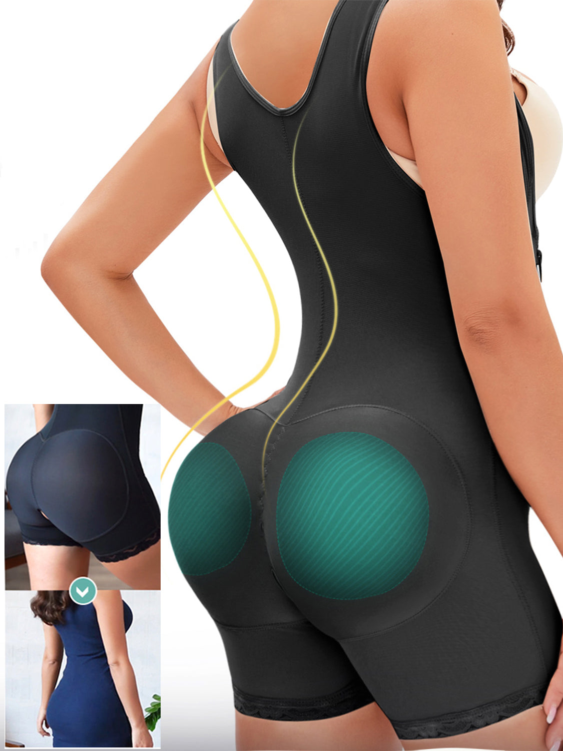 Shorts Side Zip Up Strap Shapewear