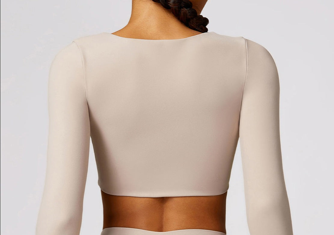 Twisted V-Neck Long Sleeve Active Top