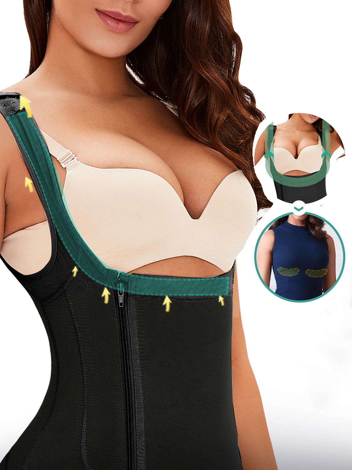 Shorts Side Zip Up Strap Shapewear
