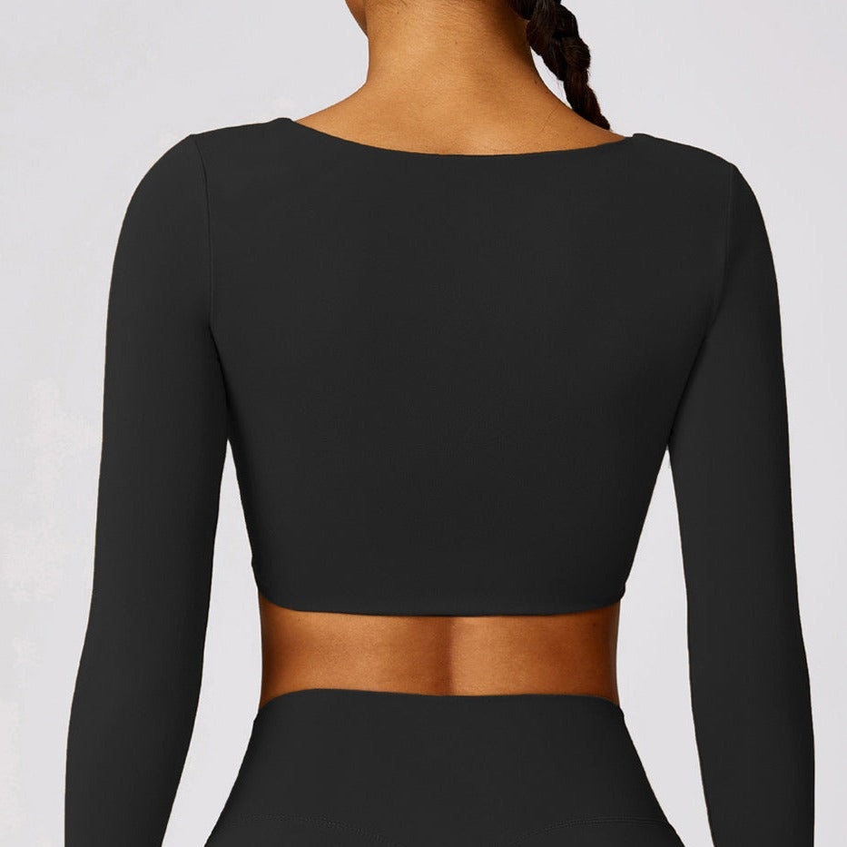 Twisted V-Neck Long Sleeve Active Top
